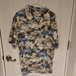 Tommy Bahama Blue and Gray Floral Shirt